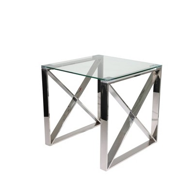 Metal/Glass Accent Table X Design Silver - Sagebrook Home