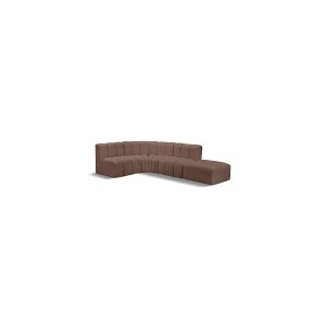 Meridian Furniture,Arc Brown Vegan Leather Modular Sofa - 1 of 4