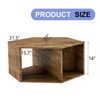 FONTOI Hexagonal Coffee Table with Multi-hole Design, Floor Mount Side Table for Living Room Bedroom Office, Wood, 27"*14"*31.5" - 3 of 4