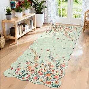 Nasitip Traditional Falling Flowers Area Rug for Living Room Bedroom， Washable Low-Pile Rug with Non-Slip Backing - 1 of 4