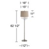 360 Lighting Chandelier Floor Lamp 62.5" Tall Brushed Nickel Chrome Crystals Natural Linen Fabric Drum Shade for Living Room Reading Bedroom - 4 of 4