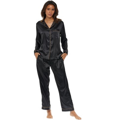 Alexander Del Rossa Women's Classic Satin Pajamas With Pockets, Pj And ...