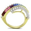 Slickblue Women's Stainless Steel Ring with IP Gold Finish, Curved Design with Multi-Color Synthetic Crystals, size 5-9 - 3 of 4