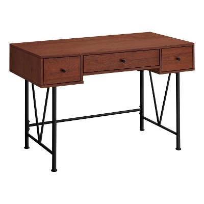 Monarch Specialties Computer Desk Home Office Laptop Storage Drawers 48InchL Work Metal Laminate Brown Black Transitional