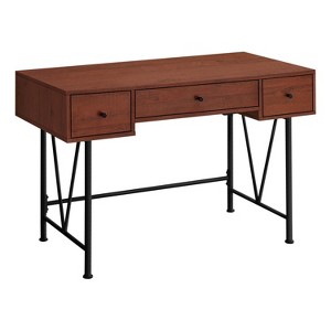 Monarch Specialties Computer Desk Home Office Laptop Storage Drawers 48InchL Work Metal Laminate Brown Black Transitional - 1 of 4