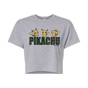 Women's - Pokémon - Plaid Pikachu Cropped Graphic T-Shirt - 1 of 4