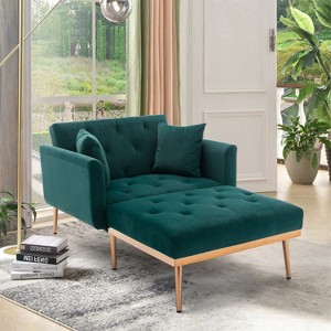 CAINAS 3-in-1 Convertible Accent Chair Bed with Adjustable Back&2 Pillows,Luxury Velvet Armchair Chaise Lounge for Living Room&Bedroom - 1 of 4