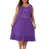 Women's Plus Size Sleeveless Tiered Ruffle Hem Comfy Lovely Pattern Midi Knit Tank Nightgown - Agnes Orinda - 2 of 4