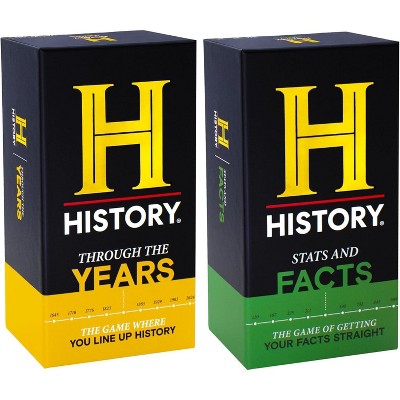 HISTORY Channel NEW Games Bundle - Stats & Facts and Through The Years - General Knowledge Super Trivia Chronology Timeline Card Game for Adults,