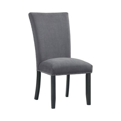 Stratton Standard Height Dining Set with Marble Top and Charcoal Upholstered Chairs