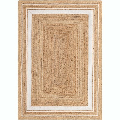 Natural Ivory Rectangular Braided Jute Area Rug