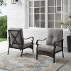 2pk Dahlia Outdoor Steel Arm Chairs Taupe/Matte Black - Crosley: Padded, Weather-Resistant Patio Seating - 2 of 4