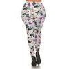Slickblue Women's Plus Size Floral Print Leggings, Blue/Purple Full Length, Slim Fit, High Waist, Soft Stretch Fabric - 3 of 4