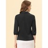 Allegra K Women's V Neck 3/4 Sleeves Collared Work Office Top Blouse - 4 of 4