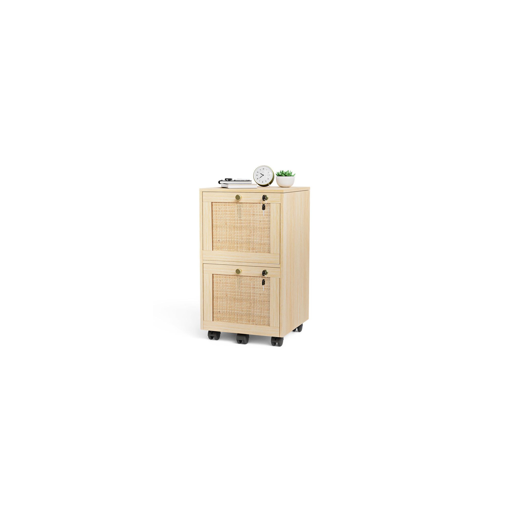 Karl Home 2-Drawer Beige MDF 14.96in. W Vertical File Cabinet