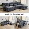 Whisen 119" 4-Seater Chenille Sofa, Sectional Sofa & Couch with 2 Ottomans, Adjustable Backrest,  4 Throw Pillows - 4 of 4