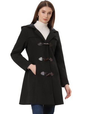 Allegra K Women's Hooded Toggle Button Long Sleeve Winter Duffle Coats ...