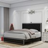Okak Platform Bed Frame Diamond Button Upholstered Bed with Adjustable Height Headboard & USB Charger Music Speaker Star Projector - 2 of 4
