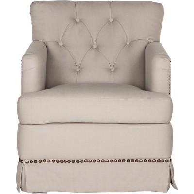 Millicent Swivel Accent Chair with Brass Nail Heads - Taupe - Safavieh