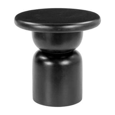 HomeRoots 20" Black Solid Wood Round Pedestal End Table