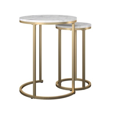 Amelia Nesting Tables Marble White - CosmoLiving by Cosmopolitan