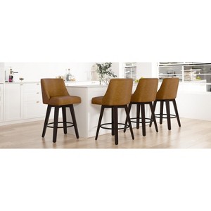 Dyonery Single Swivel Bar Stool with Back & Footrest, 26 Inch Counter Height Barstool for Kitchen Island - 1 of 4