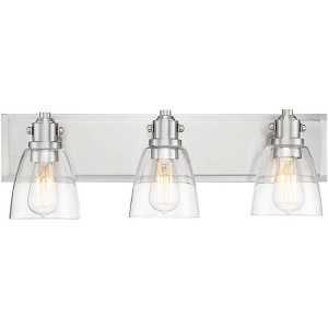 Possini Euro Design Osborne Modern Wall Light Brushed Nickel Hardwire 24" 3-Light Fixture Clear Glass Shade for Bedroom Bathroom Vanity Living Room - 1 of 4