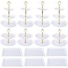 14-Piece Dessert Stand Set-White 4-Tiered Cake Stands(3-Tier&2-Tier)+6 Rectangle Appetizer Trays for Party/Wedding(Thick Plastic Serving Platters) - 2 of 4