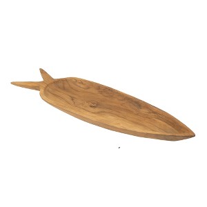 Dexmalle Teak Wood Decorative Plate with Carrot Shape Natural - 1 of 4