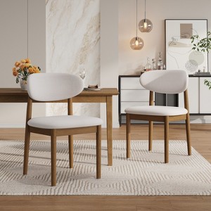 Christopher Knight Home Bulwarth Mid-Century Modern Rubberwood Upholstered Dining Chair with Curved Back (Set of 2) - 1 of 4