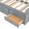 Okak Twin Platform Bed Frame with Storage Headboard and 3 Drawers Wooden Platform Extendable Bed with Twin Size Trundle and Outlets, Gray - 4 of 4
