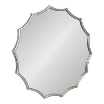 34" x 33" Lalina Scalloped Round Framed Accent Mirror Silver - Kate & Laurel All Things Decor
