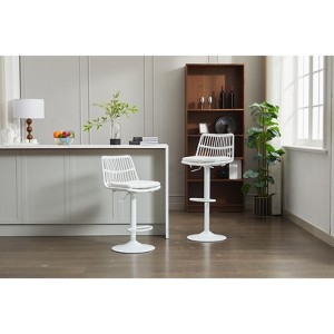 Racxily Set of 2 Rattan Bar Stool - 360Swivel Counter Height Chair with Footrest,Retro Style, Wicker Design, for Kitchen/Dining Room/Coffee House - 1 of 4