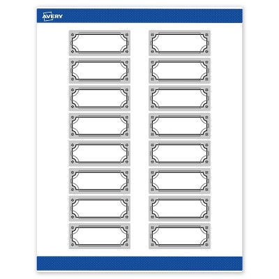 Avery Labels, 1" x 2-5/8", Silver-Metallic Black, Matte, 160ct