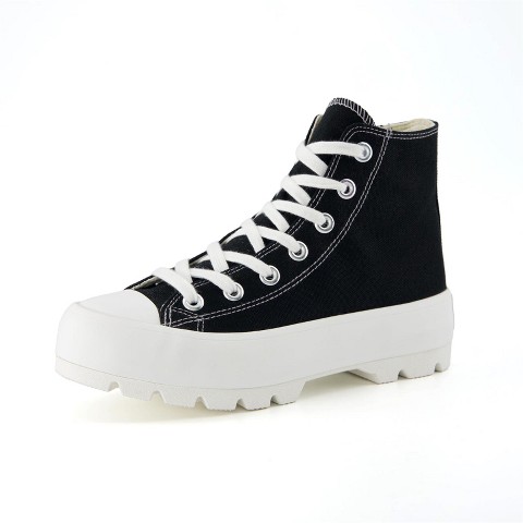 Женские кроссовки CUSHIONAIRE Women's Vespa high top Canvas Sneaker +Memory Foam and Side Zipper Black/White Zip 8.5
