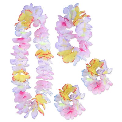 Beistle Paradise Floral Lei Set, Asstd, (12/Pkg) Multicolored