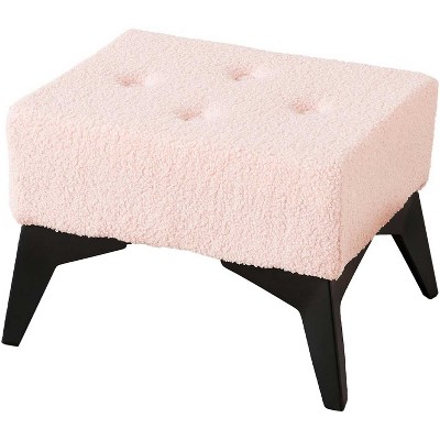 KTMBDW Small Footstool Ottoman, Leather Soft Footrest Ottoman with Iron Legs, Sofa Footrest Extra Seating for Living Room Entryway Bedroom