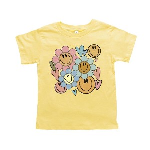 The Juniper Shop Flower Smiley Face Toddler Short Sleeve Tee - 1 of 2
