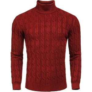 COOFANDY Men's Slim Fit Turtleneck Sweater Casual Twisted Knitted Pullover Sweaters - 1 of 4