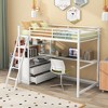PAGED Full Size Loft Bed Simple Modern Wooden Bed Frame with Desk, Shelves, LED and Guardrail for Bedroom - 2 of 4