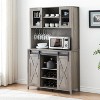 Kitchen Pantry Cabinet with Sliding Barn Door, 70" Farmhouse Coffee Bar Cabinet for Kitchen, Dining Room - 4 of 4