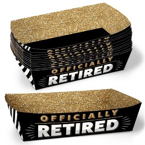 Big Dot of Happiness Officially Retired Party Paper Food Trays, Disposable Food Boats, Retirement Picnic BBQ, Double-Sided Paper Meal Holders - 12 Ct - 1 of 4