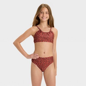 Girls' Happy Wildlife Bikini Set - art class™ Brown - 1 of 3