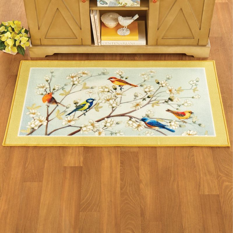 Collections Etc Songbirds on Magnolia Branches Printed Accent Rug with Yellow Border 2X4 FT, 2 of 4