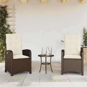 vidaXL Reclining Patio Chairs 2 pcs with Cushions Brown Poly Rattan - 1 of 4