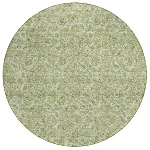 Green Blue And Ivory Floral Washable Indoor Outdoor Area Rug - 1 of 4
