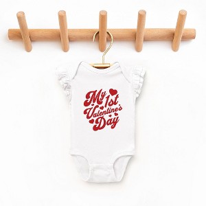 The Juniper Shop First Valentine's Cursive Baby Flutter Sleeve Bodysuit - 1 of 3