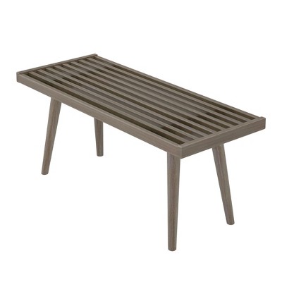 Mid-Century Modern Clay Pine and Birch Wood Entryway Bench
