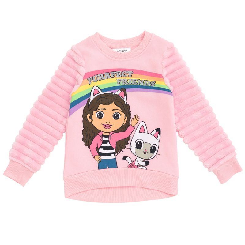 Dreamworks Gabby's Dollhouse Pandy Paws Girls Fleece Fur Sweatshirt Toddler to Big Kid, 1 of 6