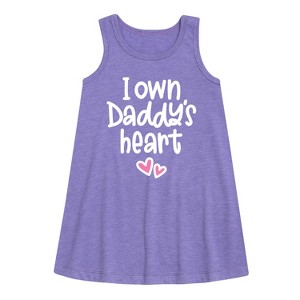 Girls' - Instant Message - I Own Daddy's Heart Graphic Sleeveless Aline Dress - 1 of 4